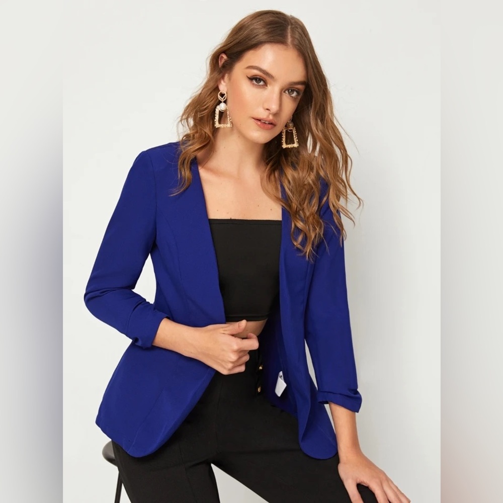 SHEIN Unity Open Front Solid Blazer
